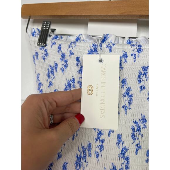 NWT Caroline Constas Strapless Emmy Dress Blue Vacation Spot Floral - Picture 4 of 8